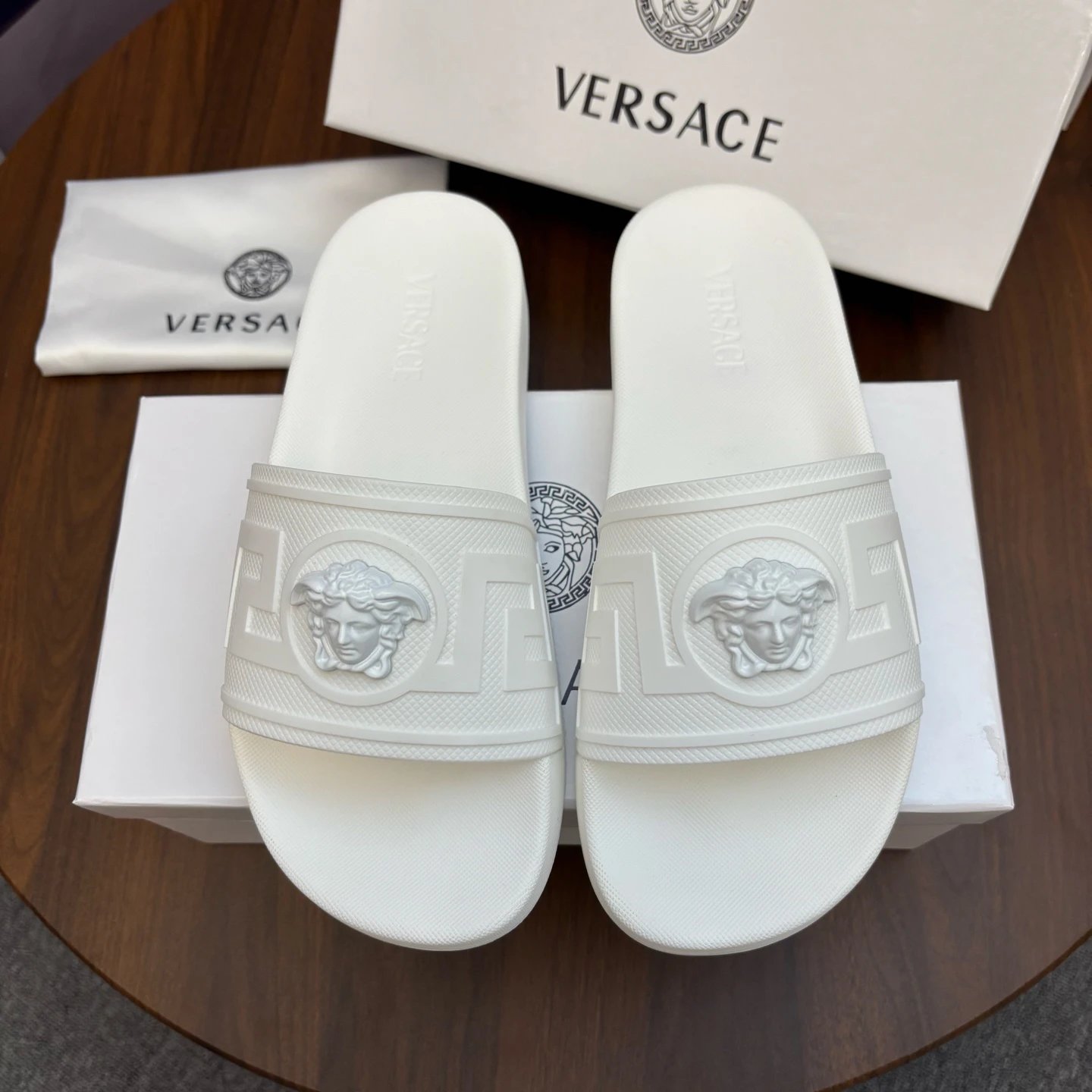 Versace Medusa Luxury Style White Slides