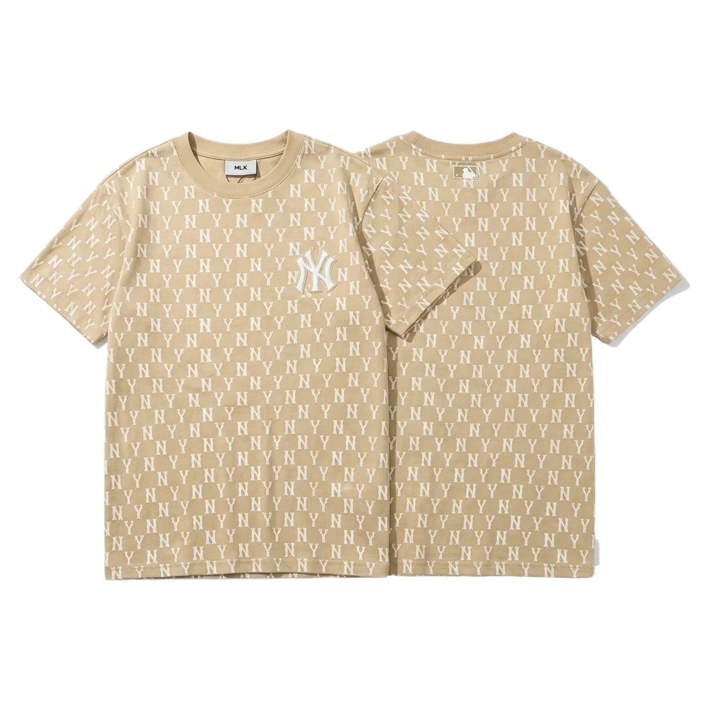 MLB Full Print Fashion Khaki Short-sleeve Shirt