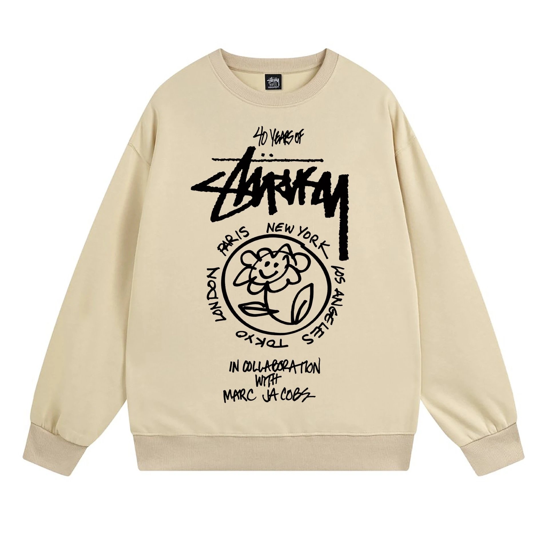 Stussy Beige Style 539 Graphic SweatShirt Travel Pack