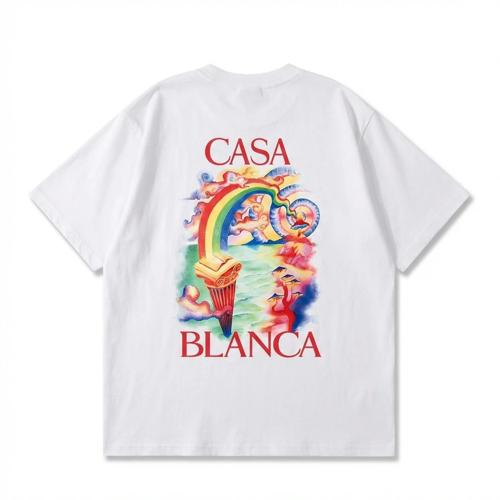 Casablanca Rainbow Print White T-shirt