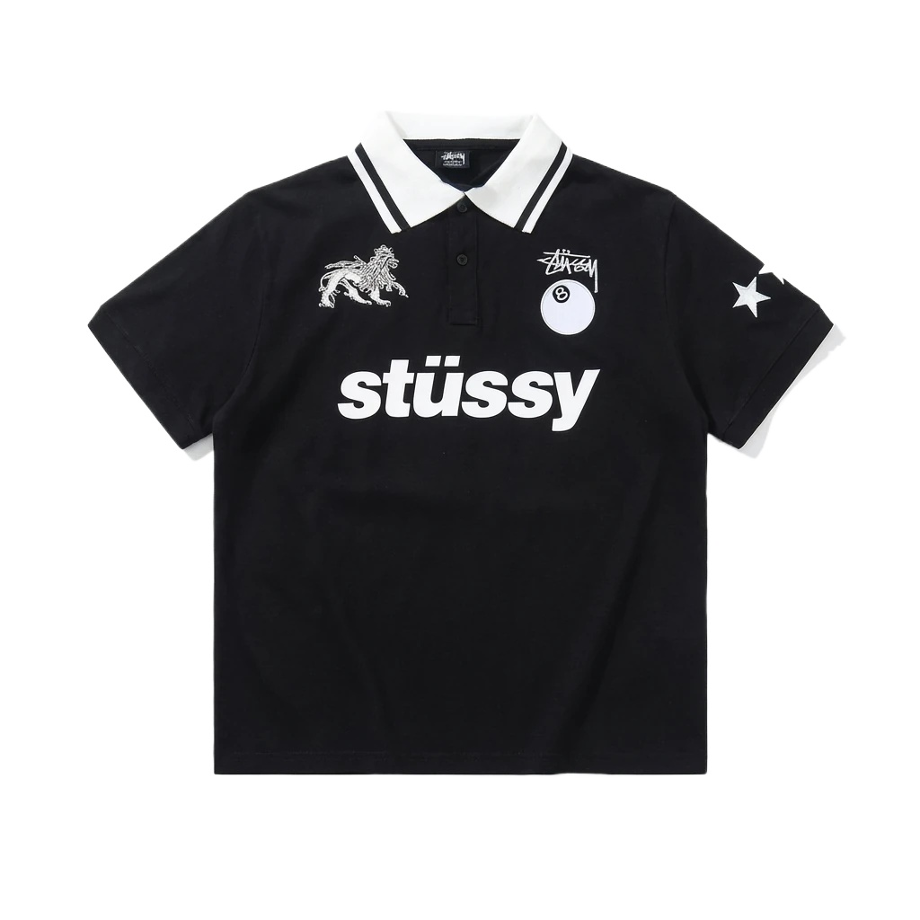 Stussy Trendy Style Black Polo Shirt