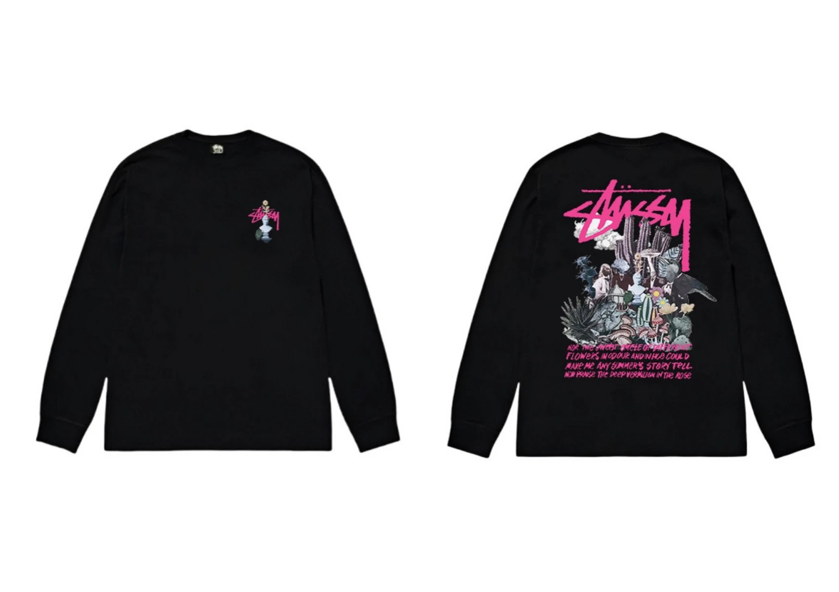 Stussy-printed trendy black T-shirt