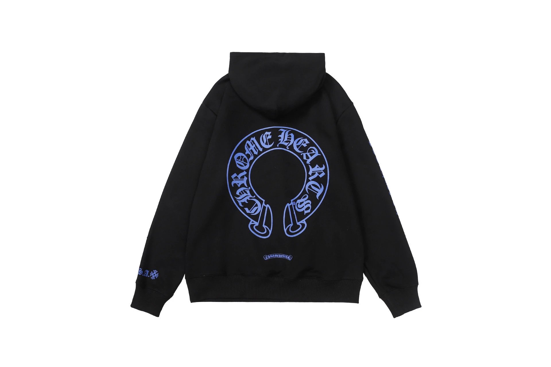 Chrome Hearts Logo Detail Cross graphic hoodie Black Blue Cross with Functional Detail
