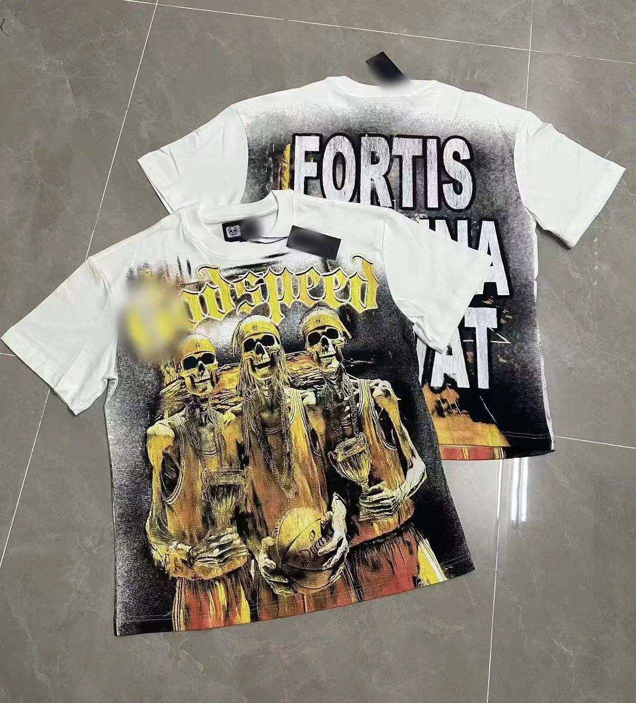 GOD Skull Basketball Street Style White T-Shirt