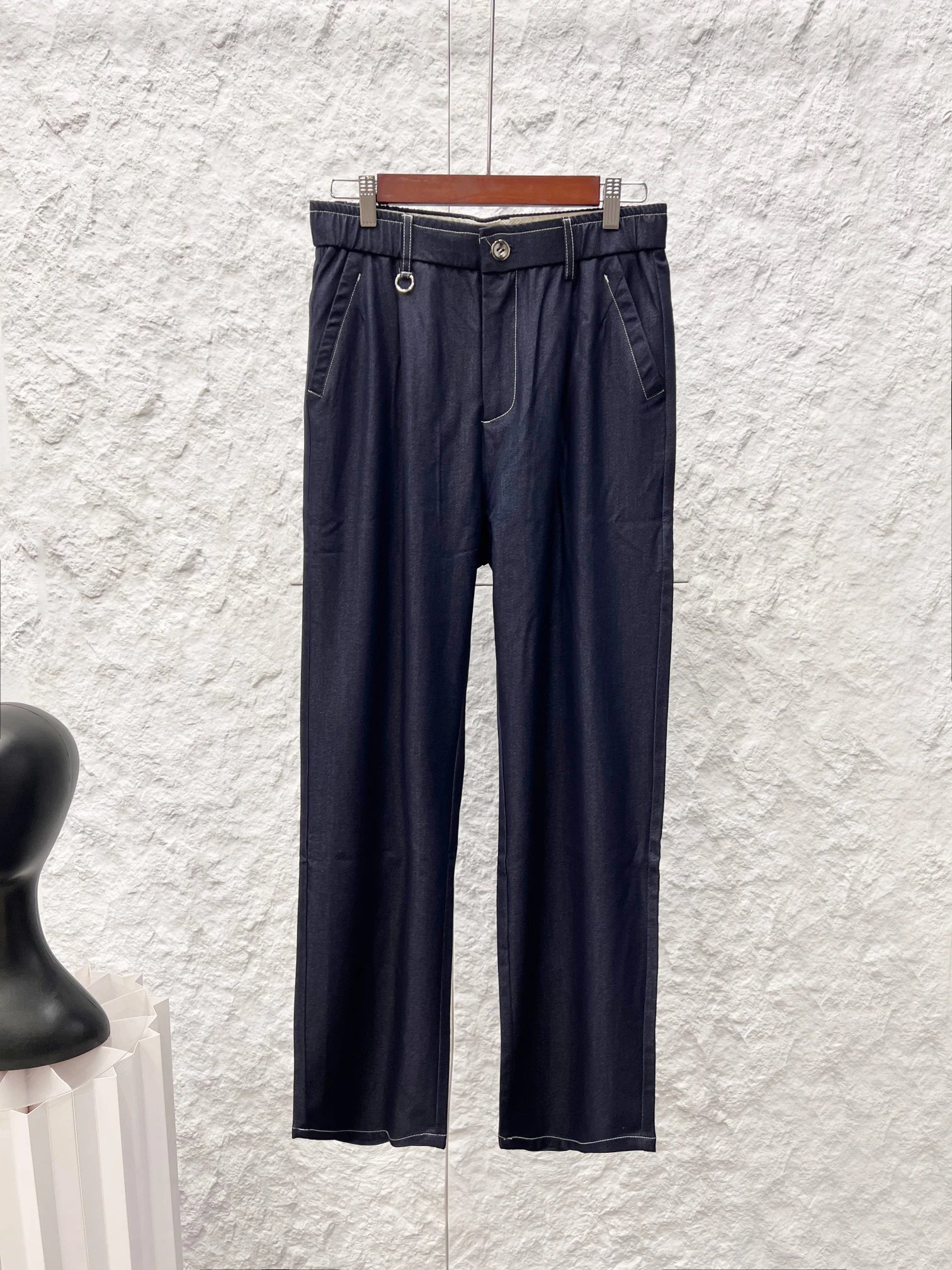 Tailored Straight Trousers - pressed-looking front and clean waistband for weekend