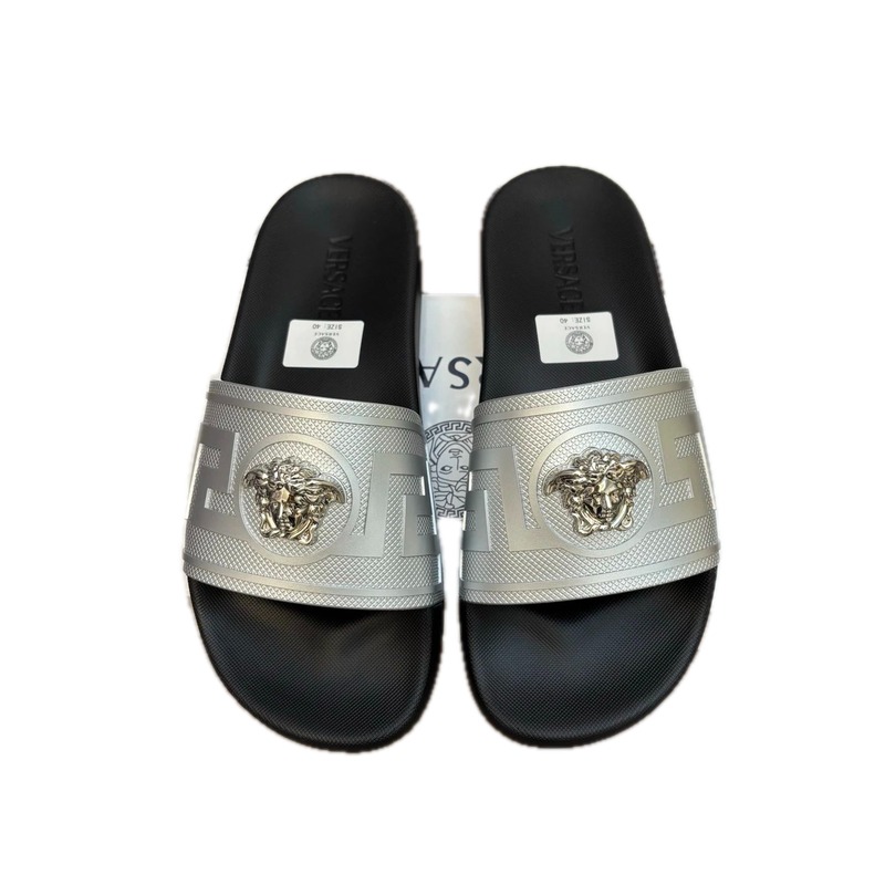 Versace Medusa Luxury Trendy Silver & Black Slides