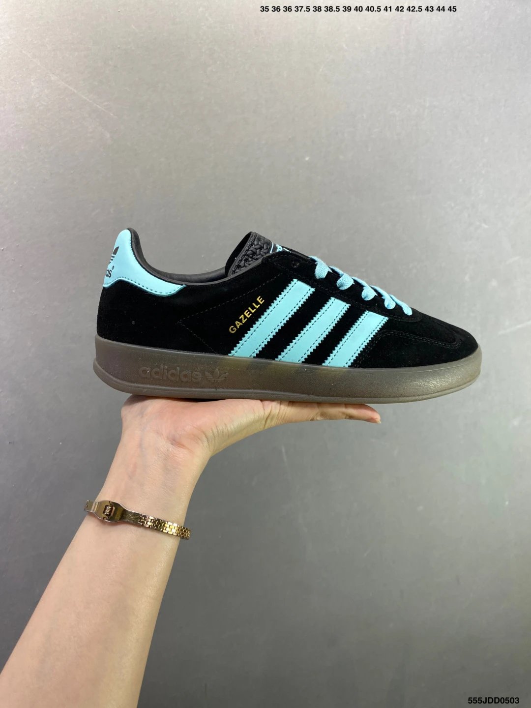Adidas Suede Low-Top Sneakers in Black and Aqua, Finished with Layered Upper