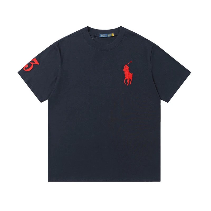 Ralph Lauren classic red embroidered black T-shirt