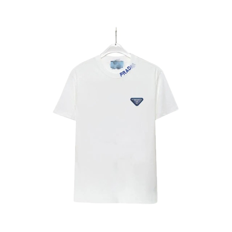 Prada Triangular Logo Minimalist Style White Short-sleeve T-shirt