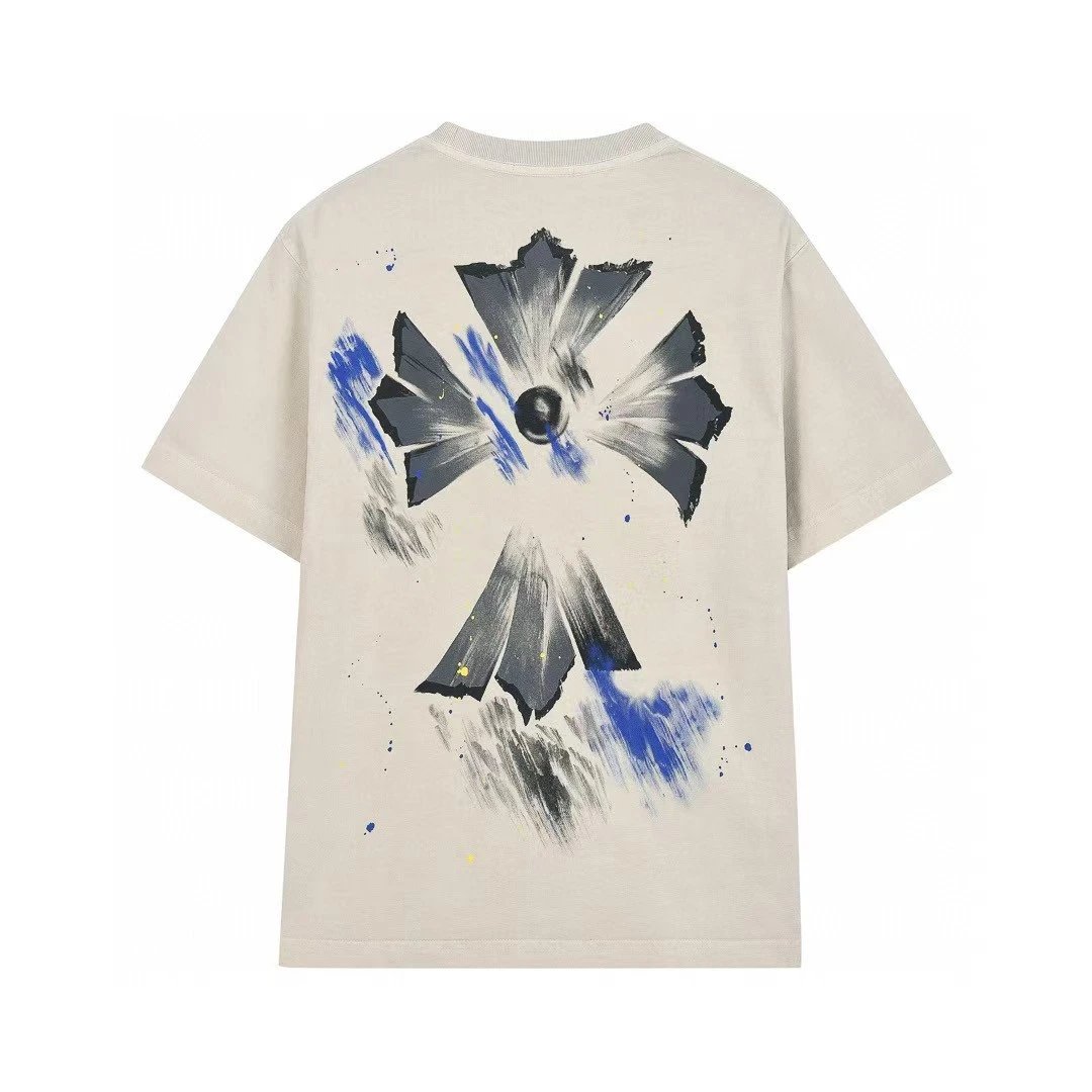 Chrome Hearts Ink-splattered Cross Vintage Off-white T-shirt