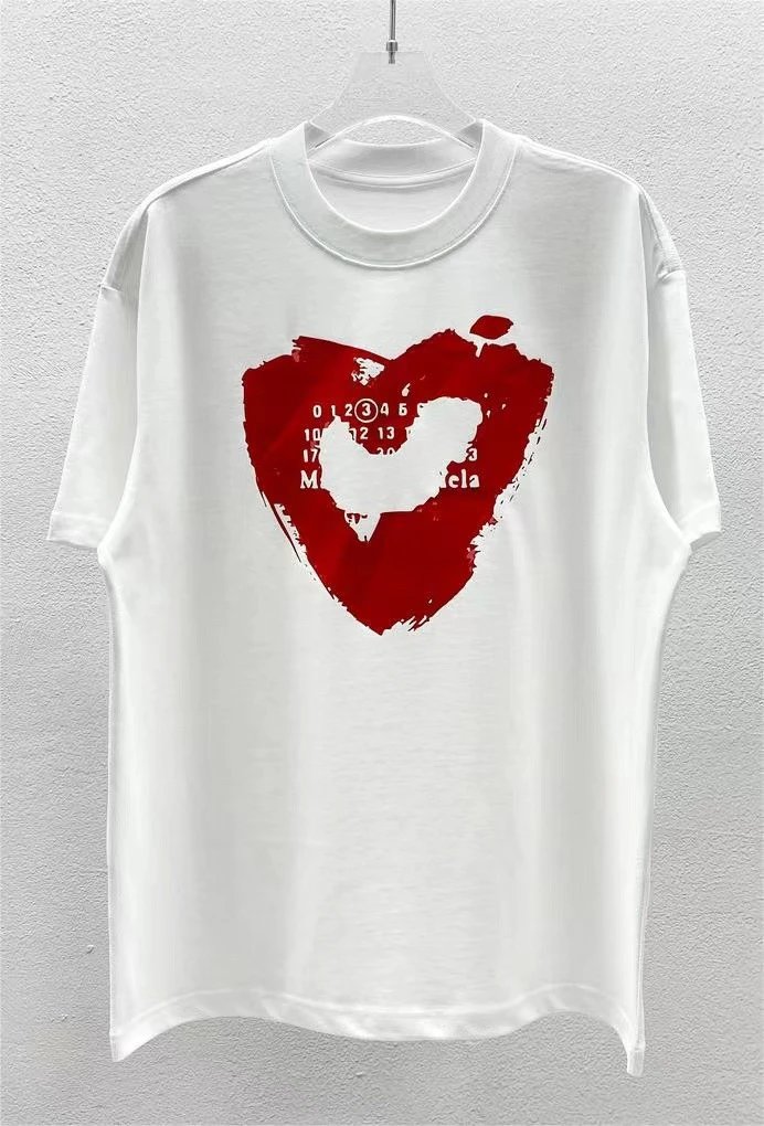 Maison Margiela Number & Heart Street Style White T-Shirt