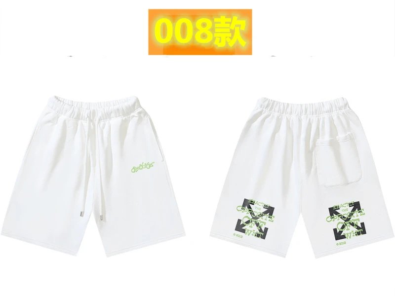 Off-White 008 style white trendy brand shorts