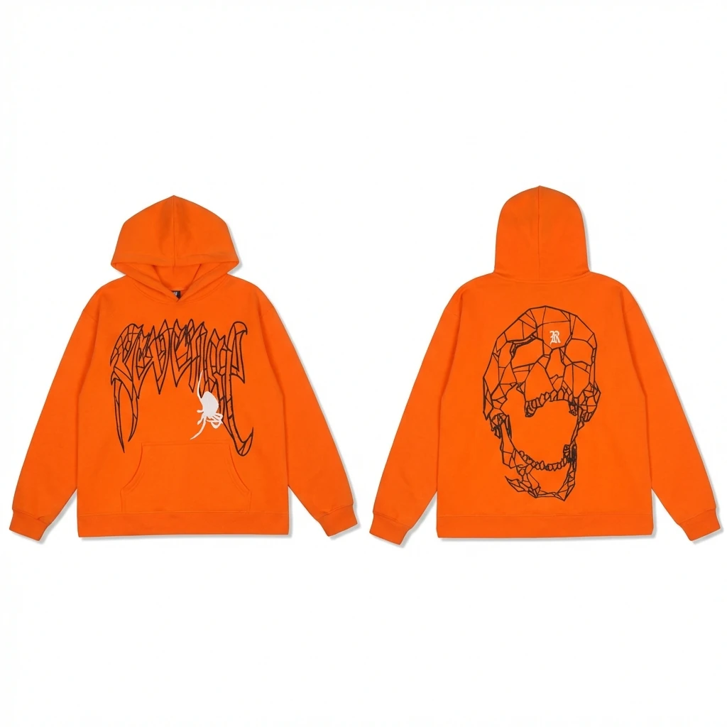 Revenge Skeleton Style Orange Hoodie
