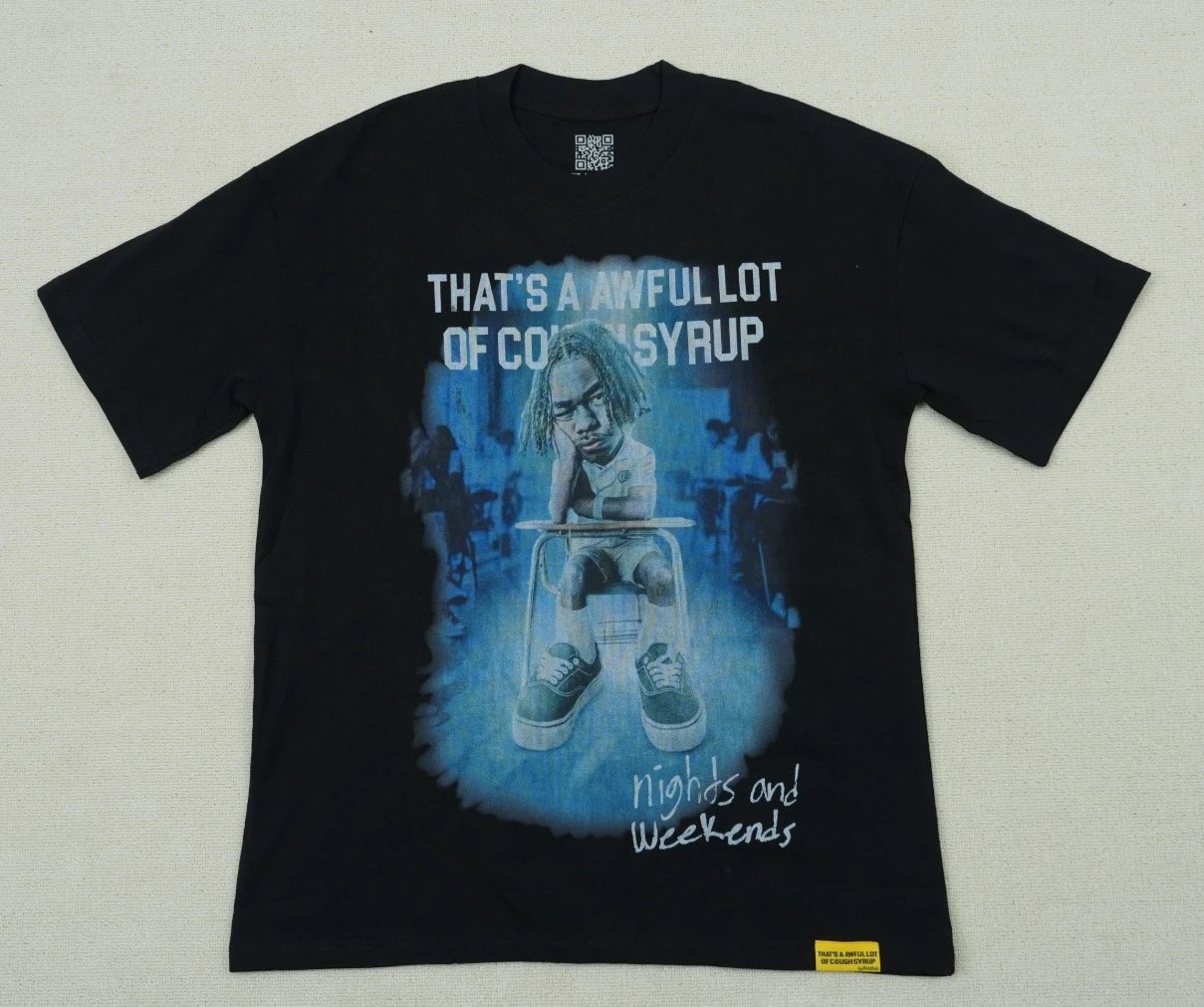 AwfulLot Portrait Print Street Style Black Short-sleeve T-shirt