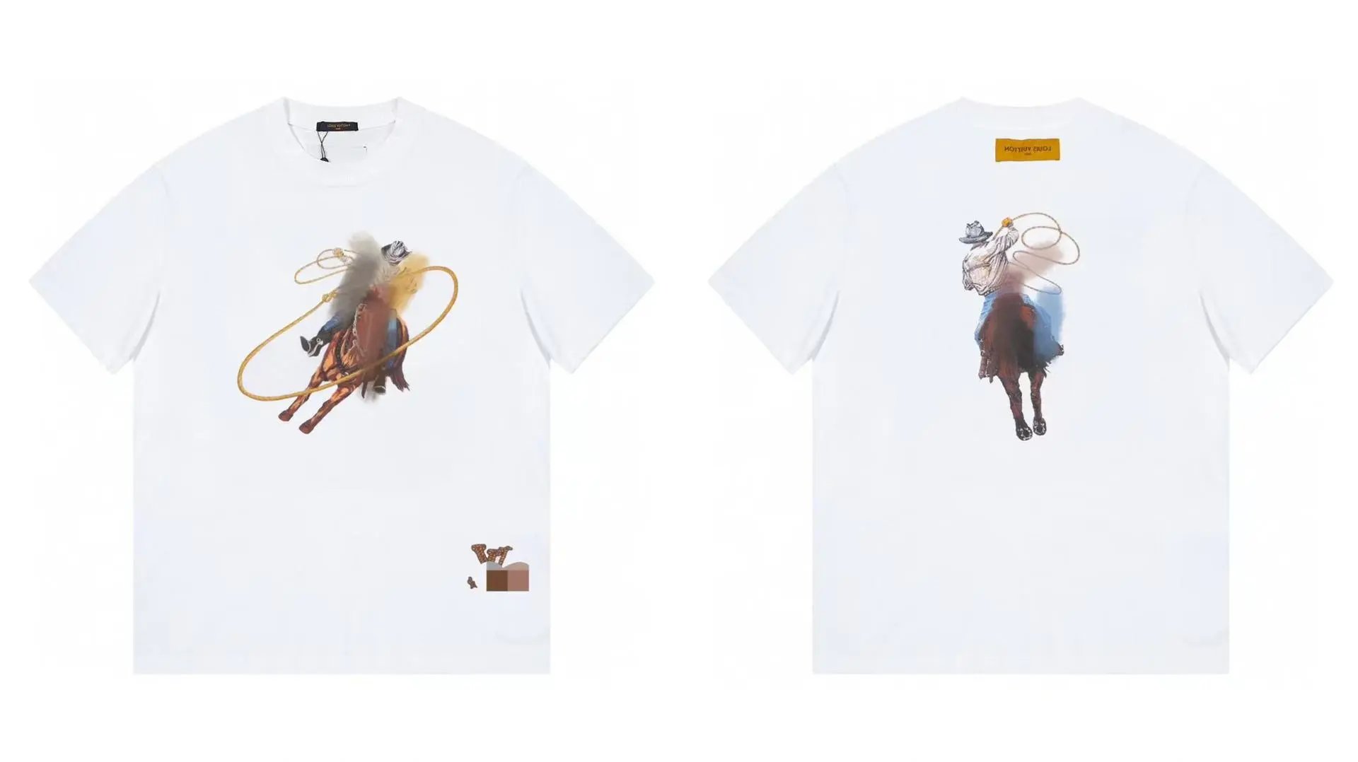 Louis Vuitton Western Style Denim Print White T-Shirt