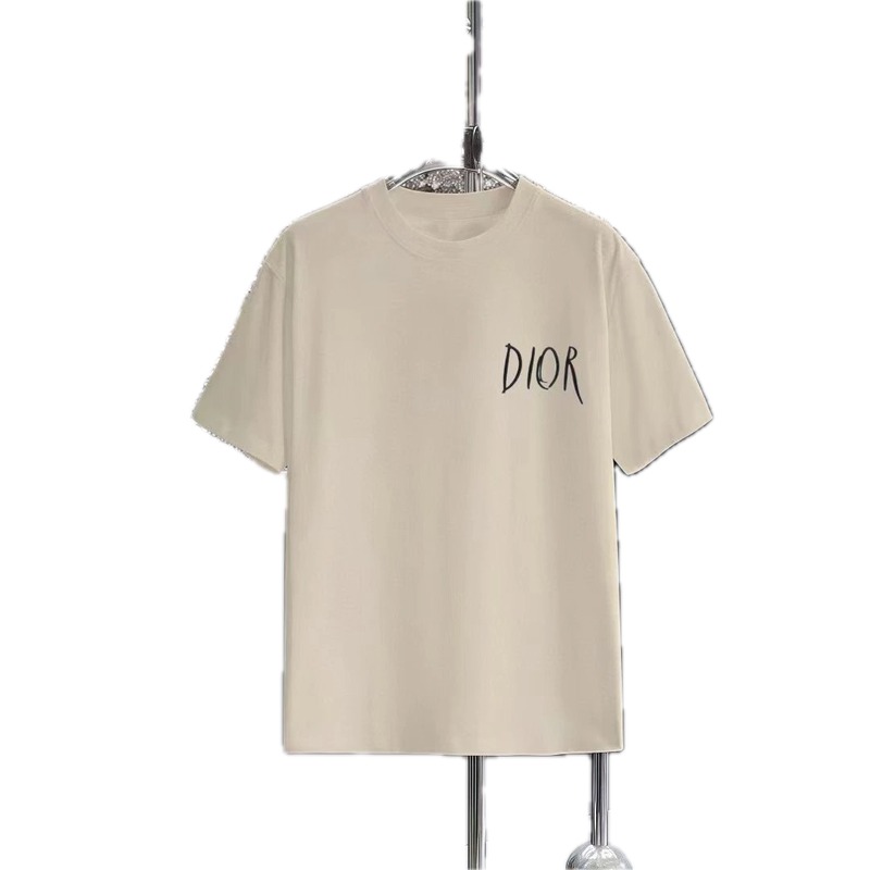 Dior Hand-painted Minimalist Off-white Casual Short-sleeve T-shirt