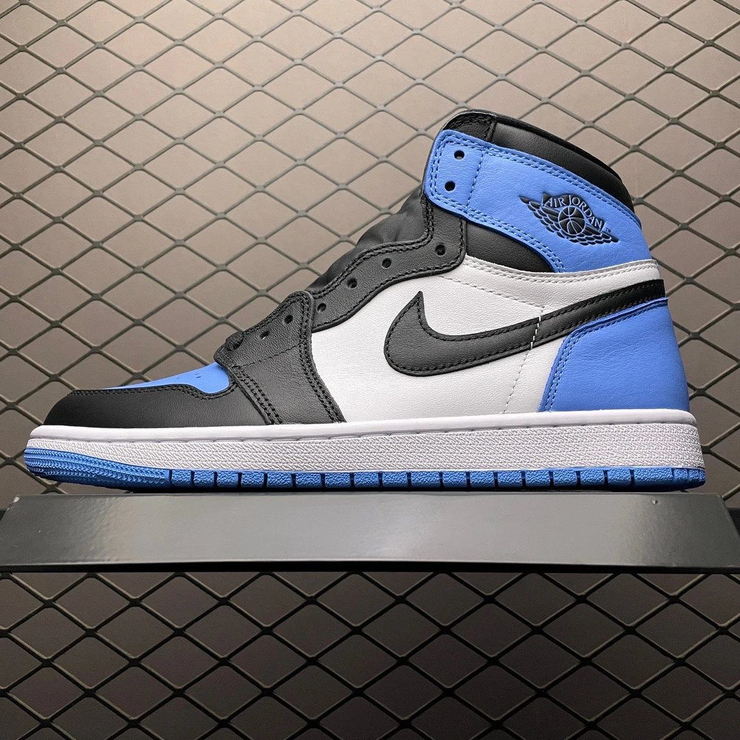 Jordan Basketball High-Tops in Black and Blue with Molded Eyelet Wings