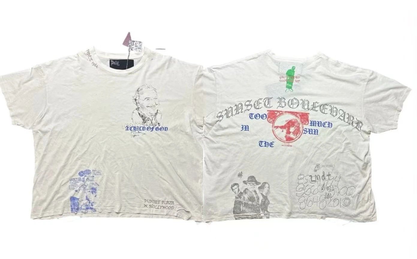 Paly Hollywood Sunset Collection Vintage Distressed Off-white T-shirt