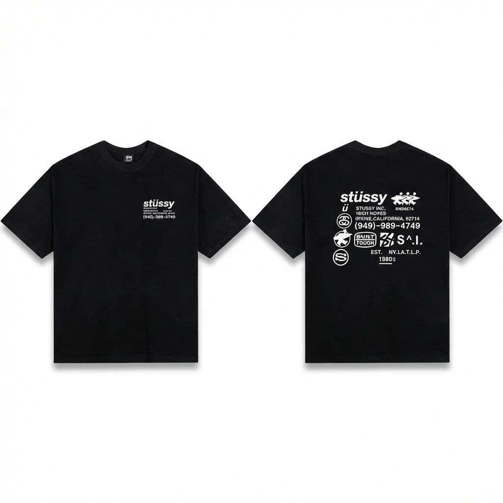 Stussy retro-style black T-shirt