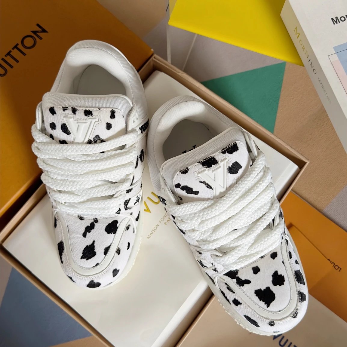 White Low-top Louis Vuitton White Spotted Low-top Sneaker for Daily Rotation
