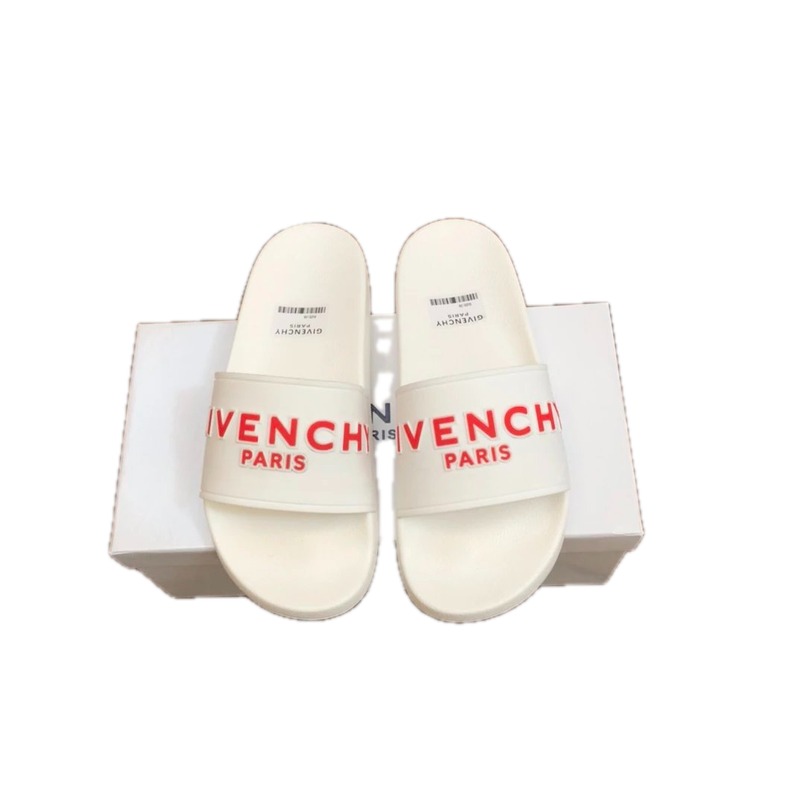 Givenchy Alphabet Collection Trendy Style White Slide Sandals