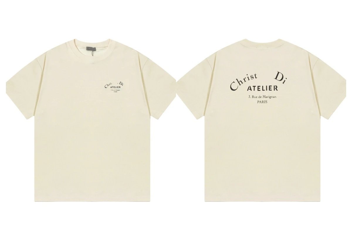 Dior Atelier Minimalist Style Beige Short-sleeve T-shirt