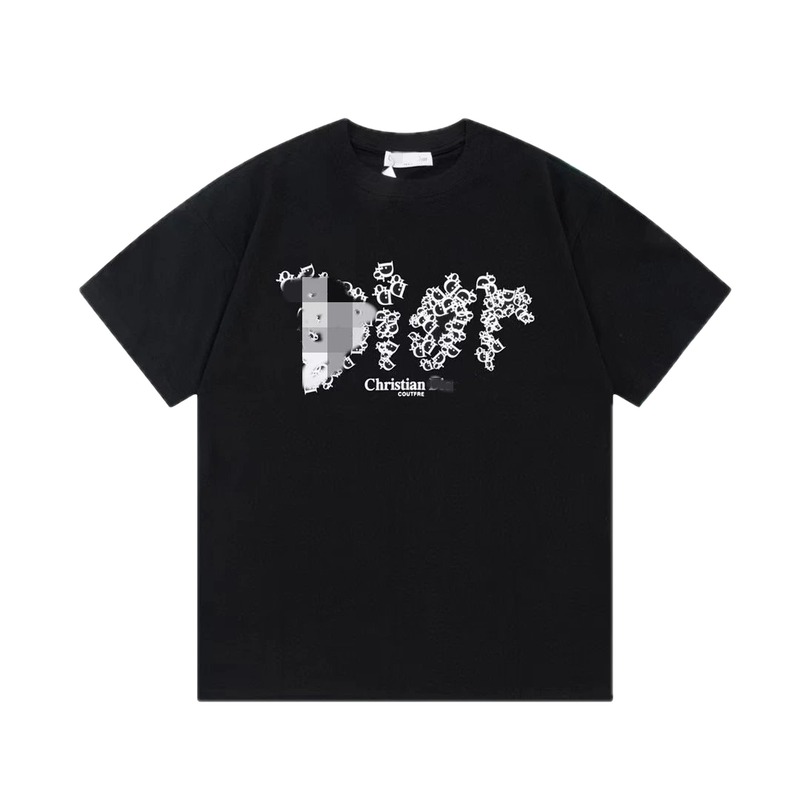Dior Cool & Trendy Style Printed Black Short-sleeve T-shirt