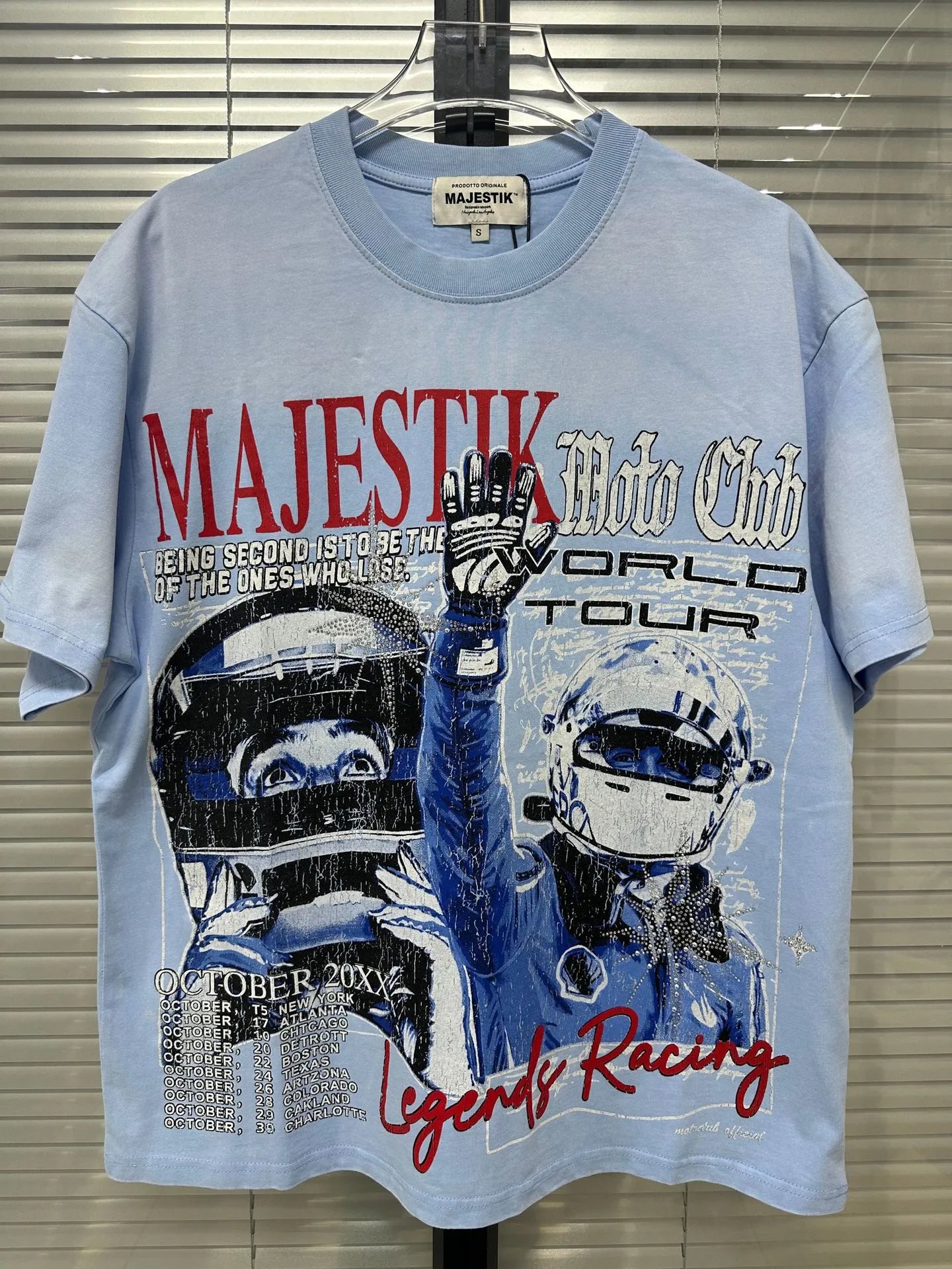 MAJESTIK Racing Vintage Style Light Blue T-Shirt