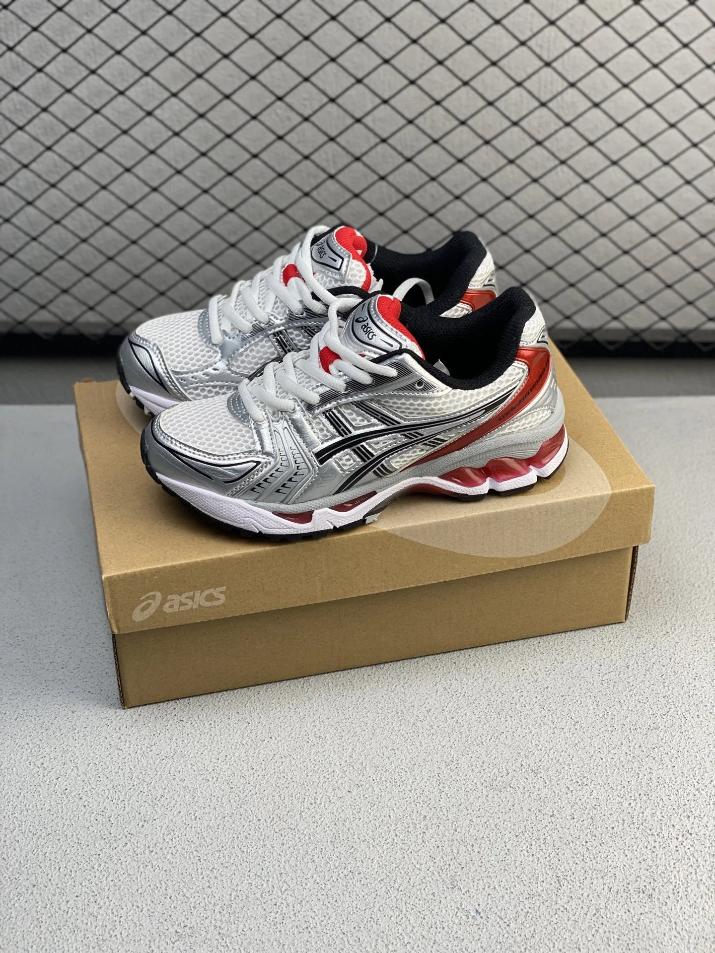 Asics White, Silver and Red Running Shoes and Airy Upper