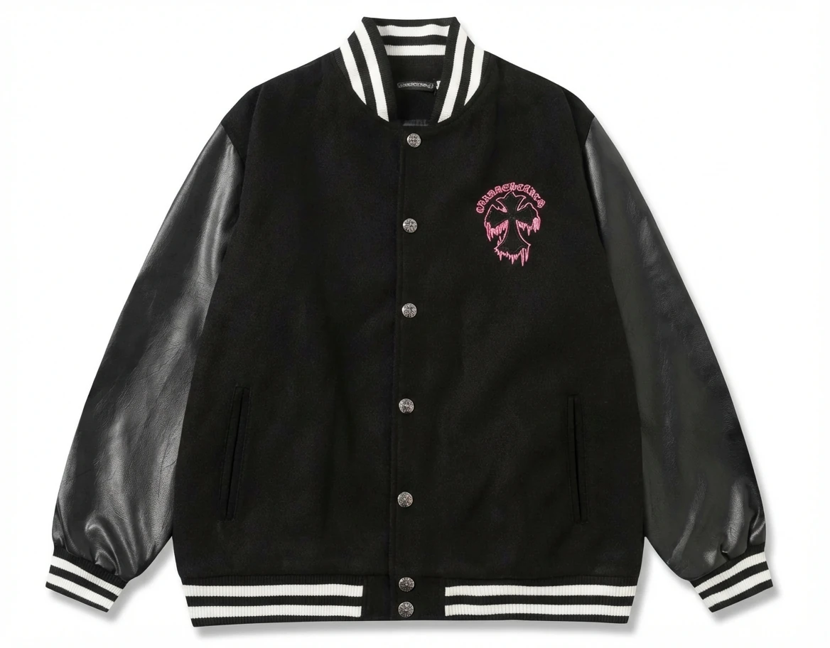 Chrome Hearts embroidered baseball jacket in black