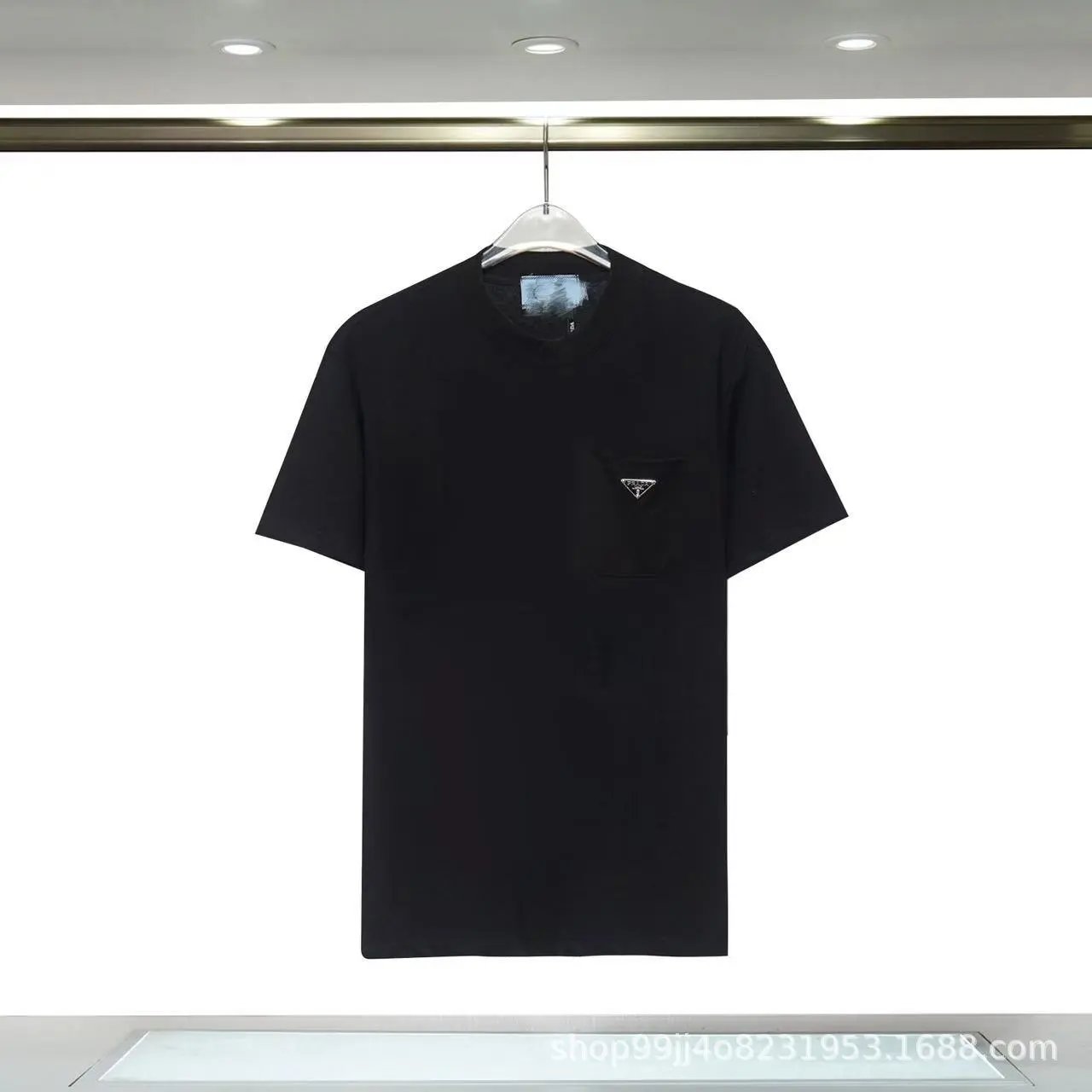 Prada Triangle Logo Minimalist Style Black Short-sleeve T-shirt