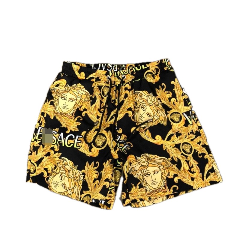 Versace Medusa Baroque Style Black and Gold Shorts