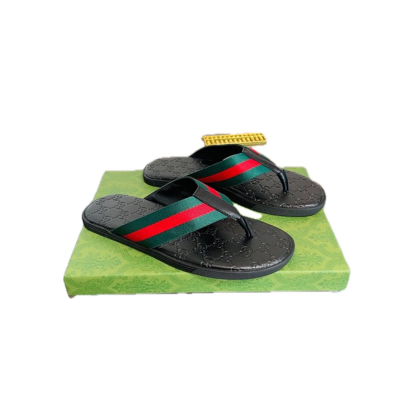 Gucci Classic Webbing Casual Style Black Flip Flops