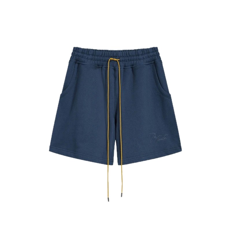 RHUDE minimalist style navy blue shorts