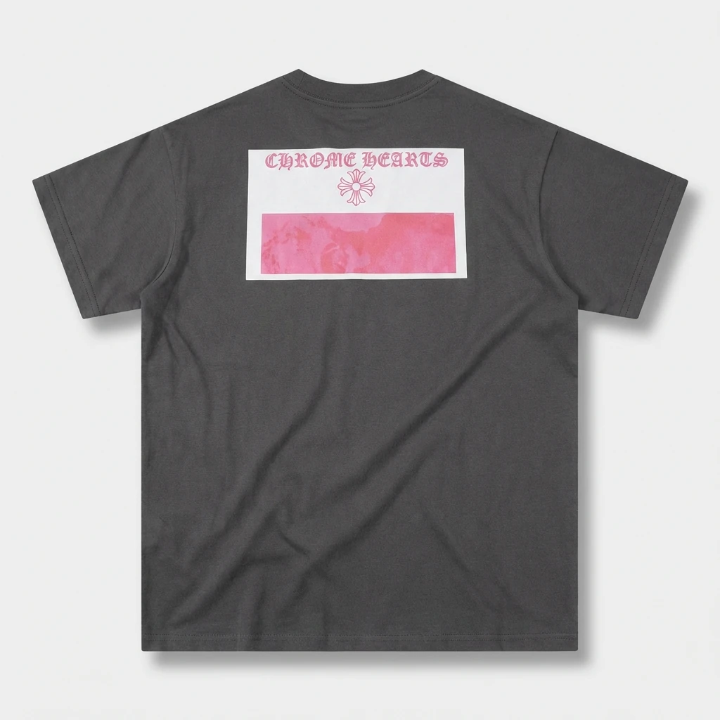 Black T-shirt with Chrome Hearts print style