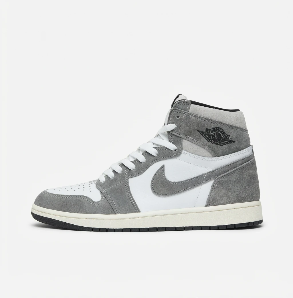 Jordan AJ1 High Top Grey, White and Silver Shoes