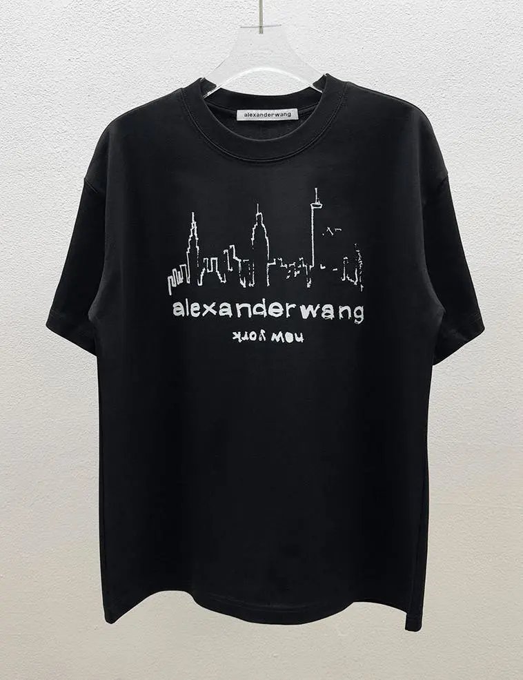 Alexander Wang Trendy & Cool Skyline Print Black T-Shirt