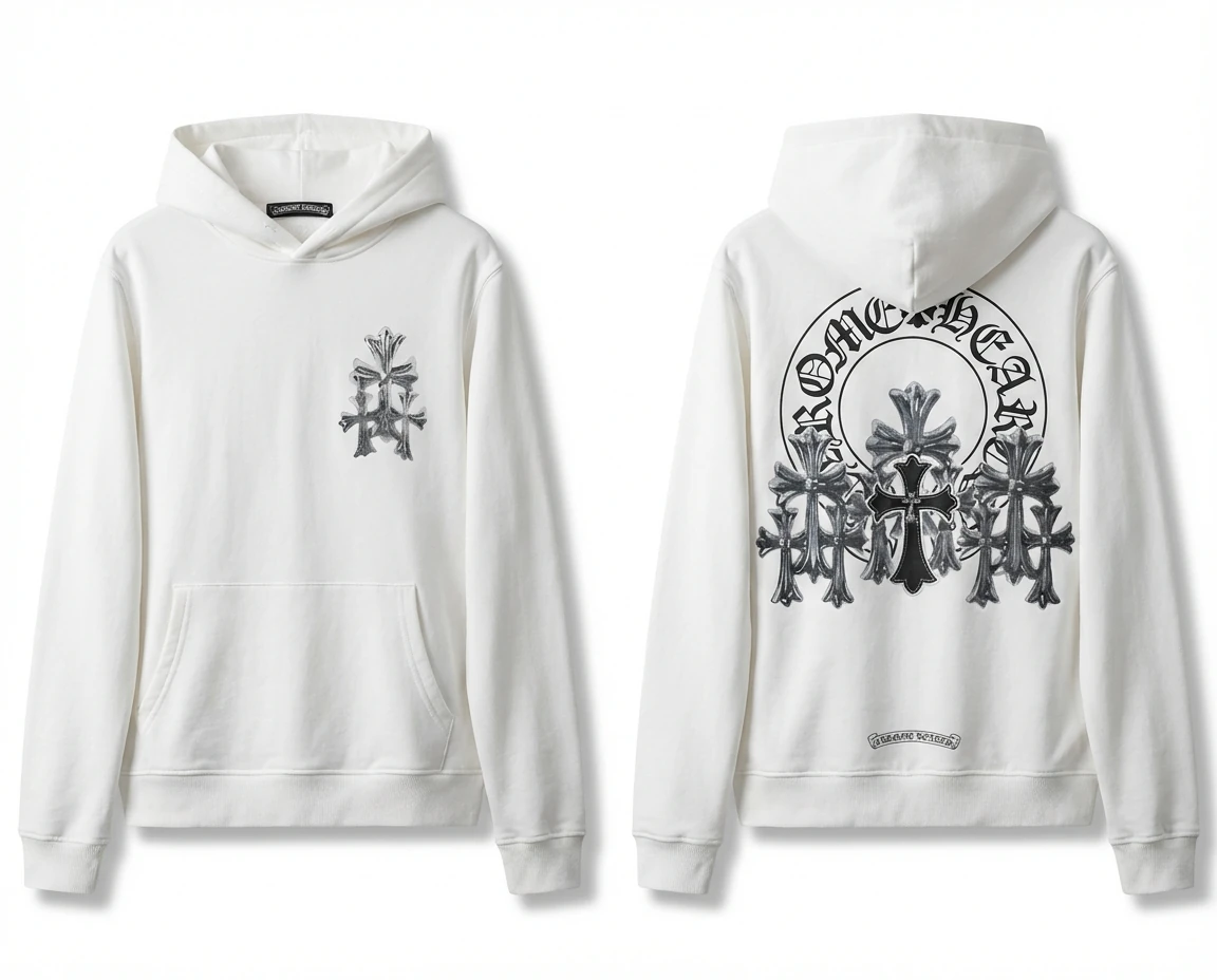 Chrome Hearts Cross Trendy and Cool Style White Hoodie