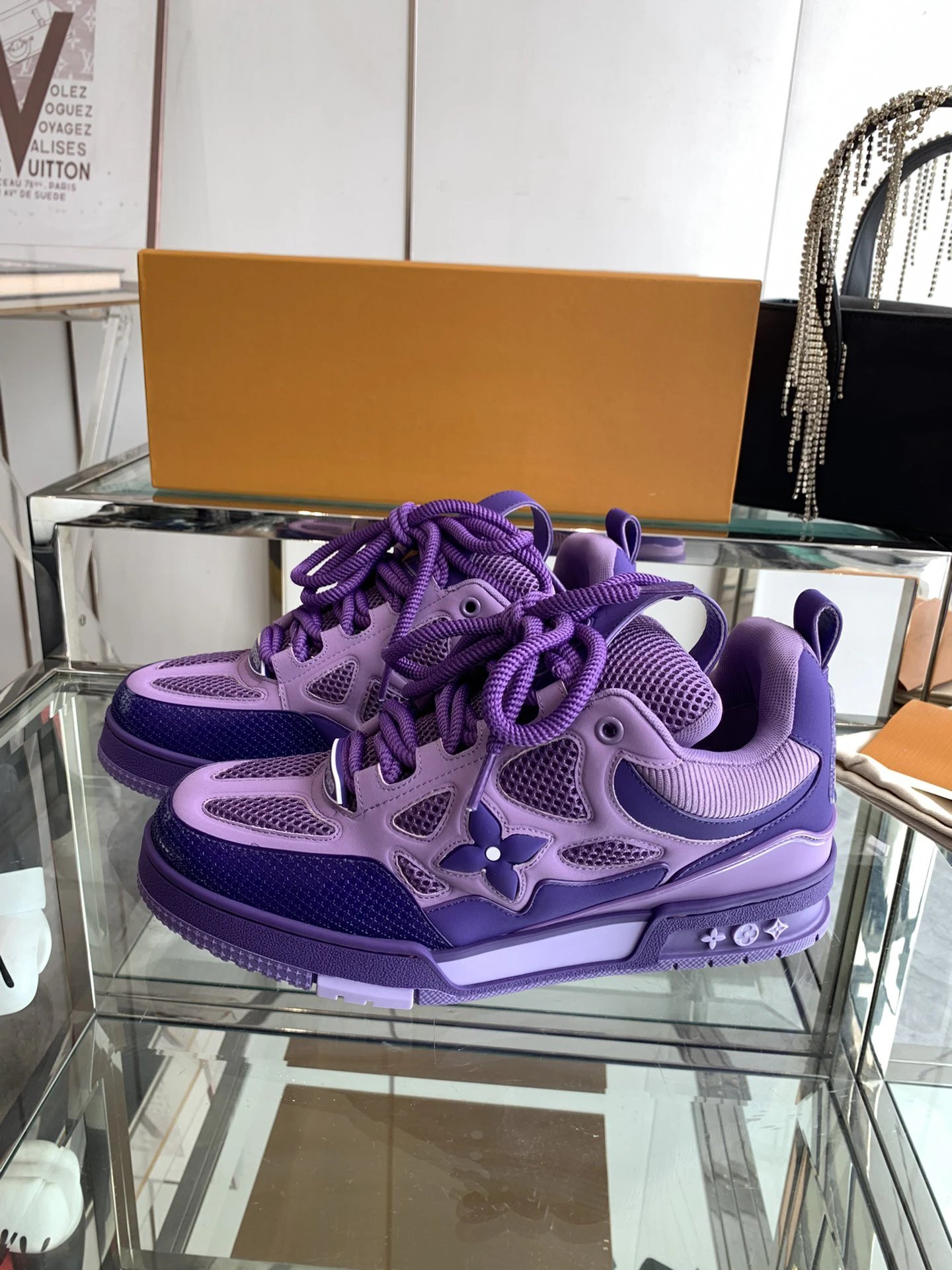Balenciaga Purple Runner Sneaker with Purple Layered Athletic Runner for Streetwear Looks
