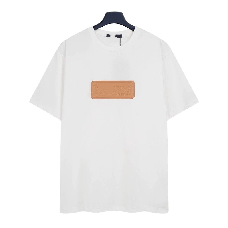 Louis Vuitton Minimalist Style White T-Shirt with Leather Tag