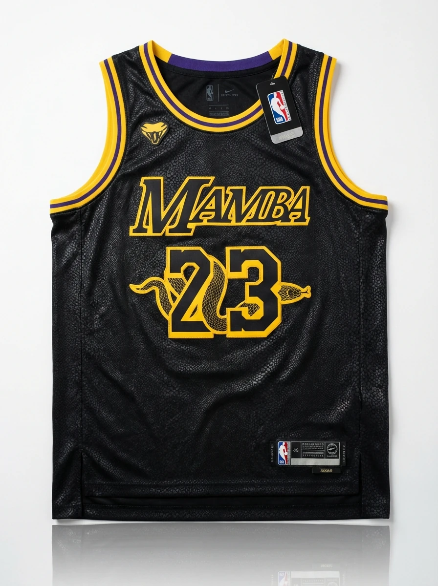 LBJ Mamba series black and yellow basketball jersey