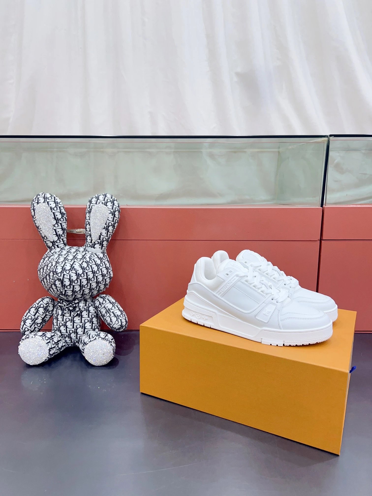 Nike White Sneaker with White Nike Low-top on Orange for Photo Ready Styling