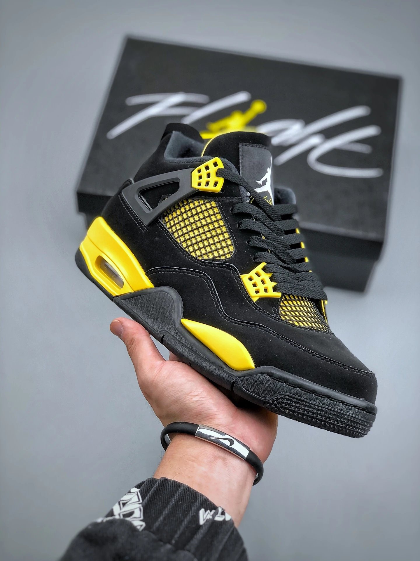 Jordan Basketball High-Tops, Black and Yellow and Lace-Up Ankle