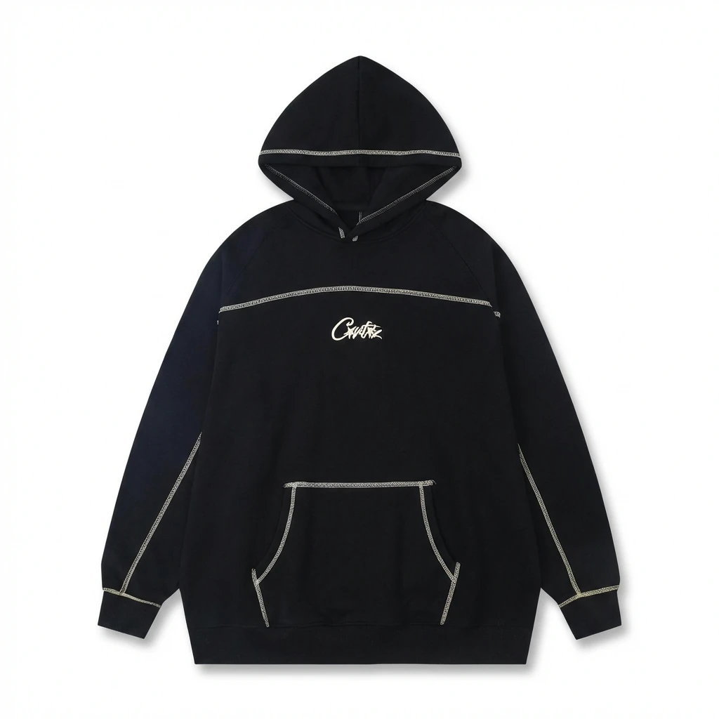 Corteiz Embroidered Simple Style Black Sweatshirt