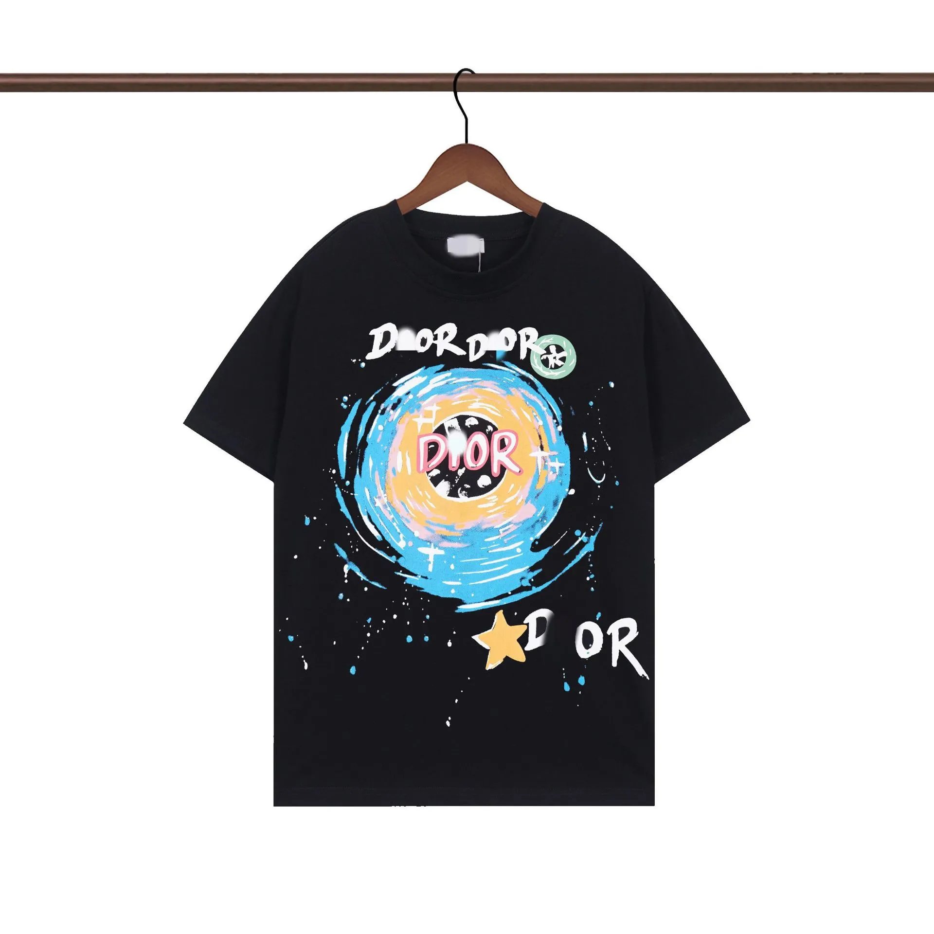 Dior Starry Sky Graffiti Style Black Short-sleeve T-Shirt