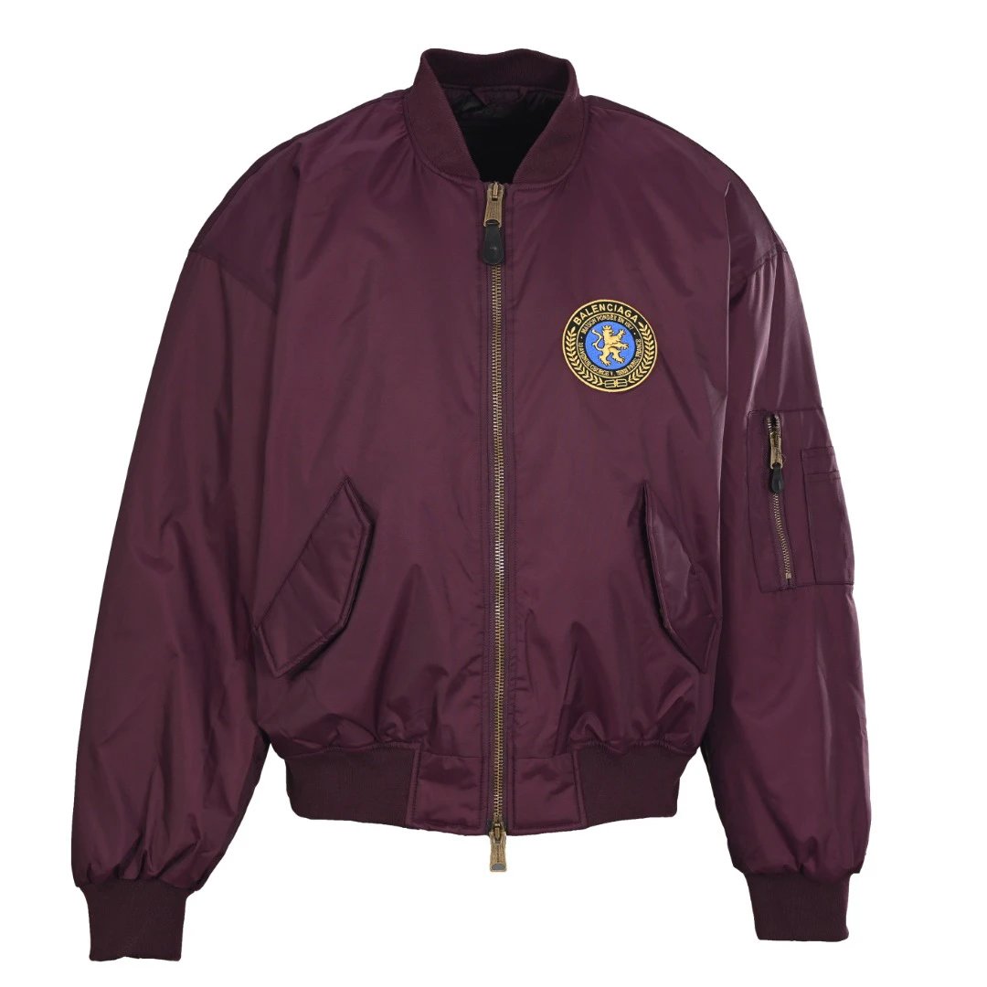 Burgundy Badge Bomber Jacket - C.P. Commuter