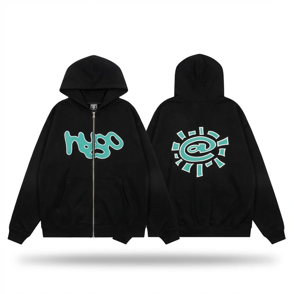 ADWYSD Sun Pattern Black Hoodie