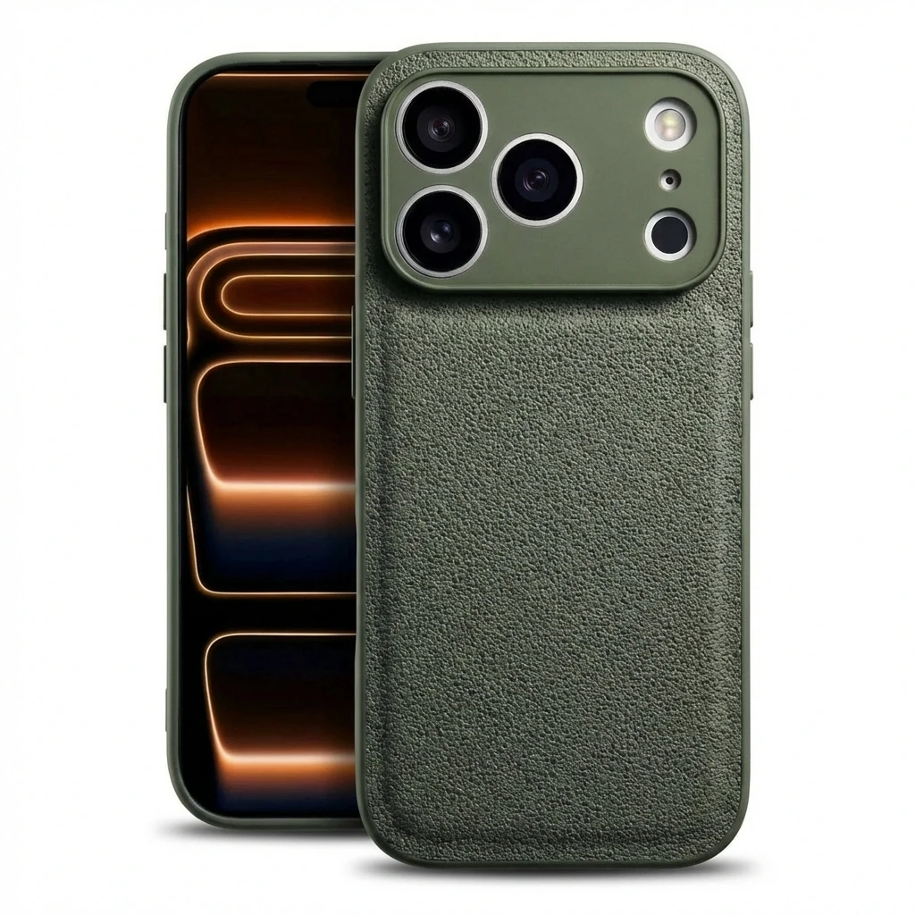 CASETiFY Leather Style Olive Green iPhone Case