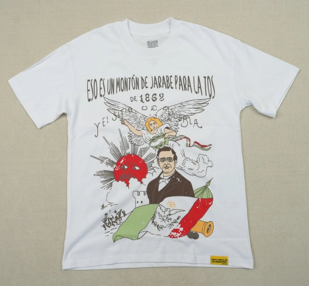 ALOCS Illustration Vintage Street Style White T-Shirt