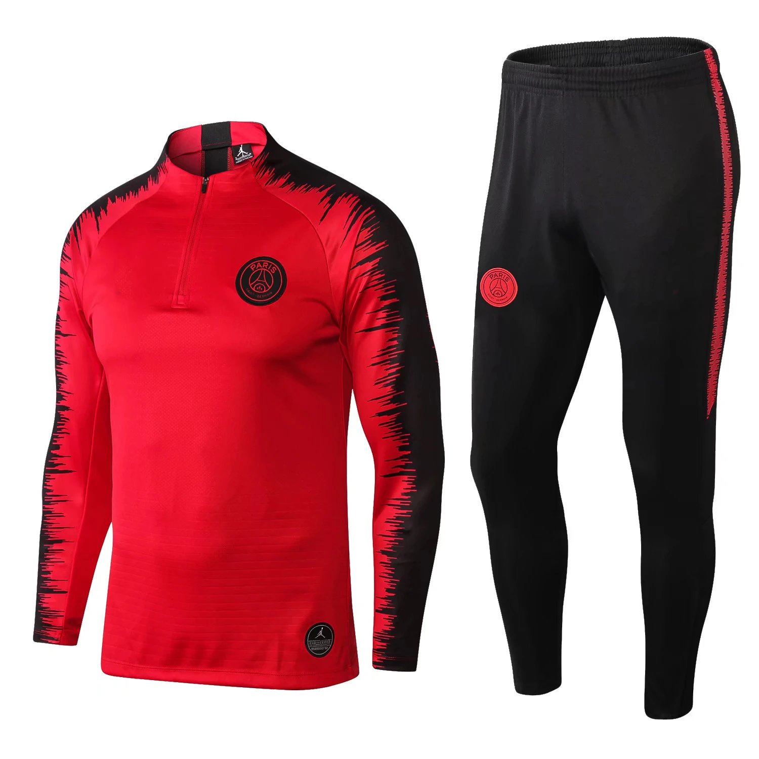 Paris Saint-Germain 2018-19 Sleeve-Print Detail Red Training Tracksuit Set Travel Styling